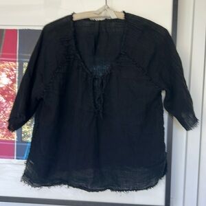Jaga linen top raw edge, Size 1 / small. EUC